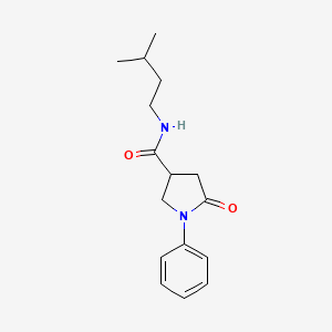 molecular formula C16H22N2O2 B3847937 N-(3-methylbutyl)-5-oxo-1-phenyl-3-pyrrolidinecarboxamide 