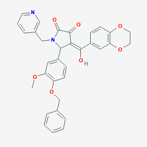 molecular formula C33H28N2O7 B384799 5-[4-(benzyloxy)-3-methoxyphenyl]-4-(2,3-dihydro-1,4-benzodioxin-6-ylcarbonyl)-3-hydroxy-1-(3-pyridinylmethyl)-1,5-dihydro-2H-pyrrol-2-one 