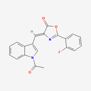molecular formula C20H13FN2O3 B3847998 4-[(1-acetyl-1H-indol-3-yl)methylene]-2-(2-fluorophenyl)-1,3-oxazol-5(4H)-one 