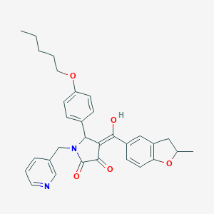 molecular formula C31H32N2O5 B384801 3-hydroxy-4-[(2-methyl-2,3-dihydro-1-benzofuran-5-yl)carbonyl]-5-[4-(pentyloxy)phenyl]-1-(3-pyridinylmethyl)-1,5-dihydro-2H-pyrrol-2-one 