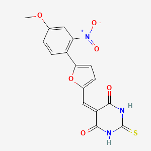 molecular formula C16H11N3O6S B3848065 5-{[5-(4-methoxy-2-nitrophenyl)-2-furyl]methylene}-2-thioxodihydro-4,6(1H,5H)-pyrimidinedione CAS No. 340213-28-7