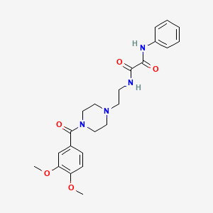 molecular formula C23H28N4O5 B3848091 N-{2-[4-(3,4-dimethoxybenzoyl)-1-piperazinyl]ethyl}-N'-phenylethanediamide 