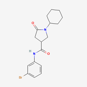 molecular formula C17H21BrN2O2 B3848092 N-(3-bromophenyl)-1-cyclohexyl-5-oxo-3-pyrrolidinecarboxamide 