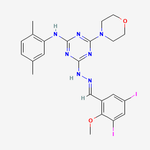molecular formula C23H25I2N7O2 B3848109 3,5-diiodo-2-methoxybenzaldehyde [4-[(2,5-dimethylphenyl)amino]-6-(4-morpholinyl)-1,3,5-triazin-2-yl]hydrazone 