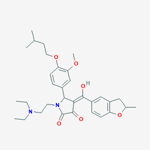 molecular formula C32H42N2O6 B384811 1-[2-(diethylamino)ethyl]-3-hydroxy-5-[4-(isopentyloxy)-3-methoxyphenyl]-4-[(2-methyl-2,3-dihydro-1-benzofuran-5-yl)carbonyl]-1,5-dihydro-2H-pyrrol-2-one 