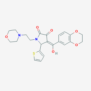 molecular formula C23H24N2O6S B384814 4-(2,3-dihydro-1,4-benzodioxin-6-ylcarbonyl)-3-hydroxy-1-[2-(4-morpholinyl)ethyl]-5-(2-thienyl)-1,5-dihydro-2H-pyrrol-2-one 