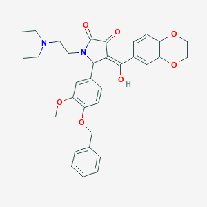 molecular formula C33H36N2O7 B384815 5-[4-(benzyloxy)-3-methoxyphenyl]-1-[2-(diethylamino)ethyl]-4-(2,3-dihydro-1,4-benzodioxin-6-ylcarbonyl)-3-hydroxy-1,5-dihydro-2H-pyrrol-2-one 