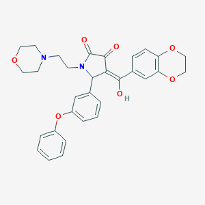 molecular formula C31H30N2O7 B384819 4-(2,3-dihydro-1,4-benzodioxin-6-ylcarbonyl)-3-hydroxy-1-[2-(4-morpholinyl)ethyl]-5-(3-phenoxyphenyl)-1,5-dihydro-2H-pyrrol-2-one 