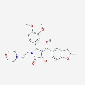 (4E)-5-(3,4-dimethoxyphenyl)-4-[hydroxy-(2-methyl-2,3-dihydro-1-benzofuran-5-yl)methylidene]-1-(2-morpholin-4-ylethyl)pyrrolidine-2,3-dione