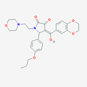 molecular formula C28H32N2O7 B384823 4-(2,3-dihydro-1,4-benzodioxin-6-ylcarbonyl)-3-hydroxy-1-[2-(4-morpholinyl)ethyl]-5-(4-propoxyphenyl)-1,5-dihydro-2H-pyrrol-2-one 