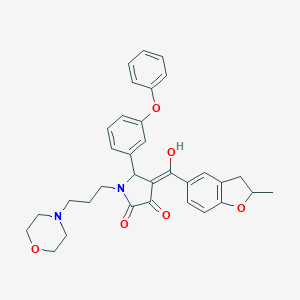 molecular formula C33H34N2O6 B384829 3-hydroxy-4-[(2-methyl-2,3-dihydro-1-benzofuran-5-yl)carbonyl]-1-[3-(4-morpholinyl)propyl]-5-(3-phenoxyphenyl)-1,5-dihydro-2H-pyrrol-2-one 