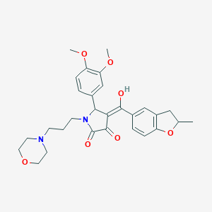 molecular formula C29H34N2O7 B384830 (4E)-5-(3,4-dimethoxyphenyl)-4-[hydroxy-(2-methyl-2,3-dihydro-1-benzofuran-5-yl)methylidene]-1-(3-morpholin-4-ylpropyl)pyrrolidine-2,3-dione 