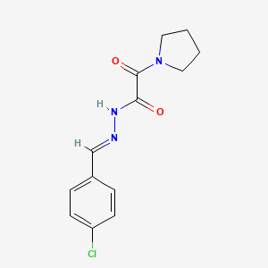 molecular formula C13H14ClN3O2 B3848340 N'-(4-chlorobenzylidene)-2-oxo-2-(1-pyrrolidinyl)acetohydrazide 