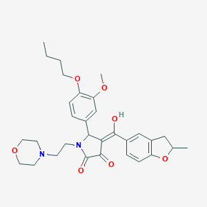 (4E)-5-(4-butoxy-3-methoxyphenyl)-4-[hydroxy-(2-methyl-2,3-dihydro-1-benzofuran-5-yl)methylidene]-1-(2-morpholin-4-ylethyl)pyrrolidine-2,3-dione