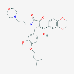 molecular formula C32H40N2O8 B384839 4-(2,3-dihydro-1,4-benzodioxin-6-ylcarbonyl)-3-hydroxy-5-[4-(isopentyloxy)-3-methoxyphenyl]-1-[3-(4-morpholinyl)propyl]-1,5-dihydro-2H-pyrrol-2-one 