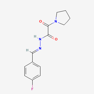 molecular formula C13H14FN3O2 B3848403 N'-(4-fluorobenzylidene)-2-oxo-2-(1-pyrrolidinyl)acetohydrazide 
