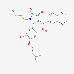4-(2,3-dihydro-1,4-benzodioxin-6-ylcarbonyl)-3-hydroxy-5-[4-(isopentyloxy)-3-methoxyphenyl]-1-(3-methoxypropyl)-1,5-dihydro-2H-pyrrol-2-one