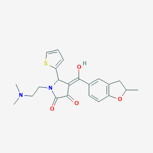molecular formula C22H24N2O4S B384844 1-[2-(dimethylamino)ethyl]-3-hydroxy-4-[(2-methyl-2,3-dihydro-1-benzofuran-5-yl)carbonyl]-5-(2-thienyl)-1,5-dihydro-2H-pyrrol-2-one 