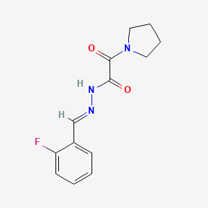 molecular formula C13H14FN3O2 B3848441 N'-(2-fluorobenzylidene)-2-oxo-2-(1-pyrrolidinyl)acetohydrazide 