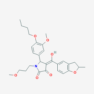 molecular formula C29H35NO7 B384845 5-(4-butoxy-3-methoxyphenyl)-3-hydroxy-1-(3-methoxypropyl)-4-[(2-methyl-2,3-dihydro-1-benzofuran-5-yl)carbonyl]-1,5-dihydro-2H-pyrrol-2-one 
