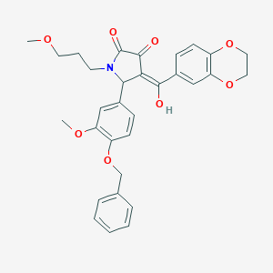 molecular formula C31H31NO8 B384846 5-[4-(benzyloxy)-3-methoxyphenyl]-4-(2,3-dihydro-1,4-benzodioxin-6-ylcarbonyl)-3-hydroxy-1-(3-methoxypropyl)-1,5-dihydro-2H-pyrrol-2-one 