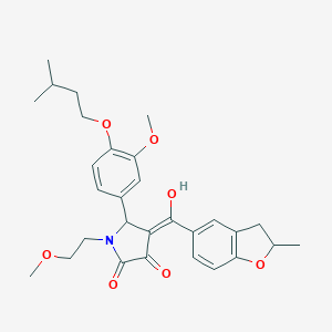 molecular formula C29H35NO7 B384853 3-hydroxy-5-[4-(isopentyloxy)-3-methoxyphenyl]-1-(2-methoxyethyl)-4-[(2-methyl-2,3-dihydro-1-benzofuran-5-yl)carbonyl]-1,5-dihydro-2H-pyrrol-2-one 