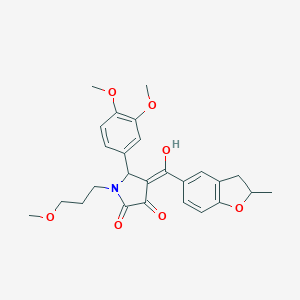 molecular formula C26H29NO7 B384854 5-(3,4-dimethoxyphenyl)-3-hydroxy-1-(3-methoxypropyl)-4-[(2-methyl-2,3-dihydro-1-benzofuran-5-yl)carbonyl]-1,5-dihydro-2H-pyrrol-2-one 