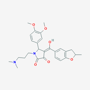 (4E)-5-(3,4-dimethoxyphenyl)-1-[3-(dimethylamino)propyl]-4-[hydroxy-(2-methyl-2,3-dihydro-1-benzofuran-5-yl)methylidene]pyrrolidine-2,3-dione