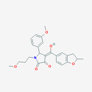 molecular formula C25H27NO6 B384858 3-hydroxy-5-(3-methoxyphenyl)-1-(3-methoxypropyl)-4-[(2-methyl-2,3-dihydro-1-benzofuran-5-yl)carbonyl]-1,5-dihydro-2H-pyrrol-2-one 