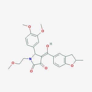 molecular formula C25H27NO7 B384862 5-(3,4-dimethoxyphenyl)-3-hydroxy-1-(2-methoxyethyl)-4-[(2-methyl-2,3-dihydro-1-benzofuran-5-yl)carbonyl]-1,5-dihydro-2H-pyrrol-2-one 