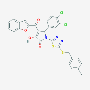 molecular formula C29H19Cl2N3O4S2 B384867 4-(1-benzofuran-2-ylcarbonyl)-5-(3,4-dichlorophenyl)-3-hydroxy-1-{5-[(4-methylbenzyl)sulfanyl]-1,3,4-thiadiazol-2-yl}-1,5-dihydro-2H-pyrrol-2-one 
