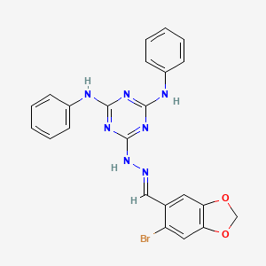 molecular formula C23H18BrN7O2 B3848728 6-bromo-1,3-benzodioxole-5-carbaldehyde (4,6-dianilino-1,3,5-triazin-2-yl)hydrazone 