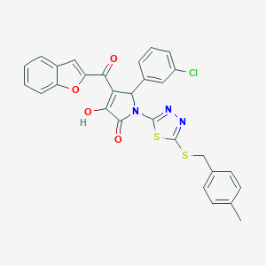 4-(1-benzofuran-2-ylcarbonyl)-5-(3-chlorophenyl)-3-hydroxy-1-{5-[(4-methylbenzyl)sulfanyl]-1,3,4-thiadiazol-2-yl}-1,5-dihydro-2H-pyrrol-2-one