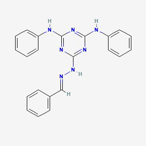 molecular formula C22H19N7 B3848740 benzaldehyde (4,6-dianilino-1,3,5-triazin-2-yl)hydrazone 