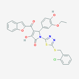 molecular formula C30H22ClN3O6S2 B384875 4-(1-benzofuran-2-ylcarbonyl)-1-{5-[(2-chlorobenzyl)sulfanyl]-1,3,4-thiadiazol-2-yl}-5-(3-ethoxy-4-hydroxyphenyl)-3-hydroxy-1,5-dihydro-2H-pyrrol-2-one 