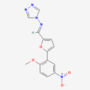 molecular formula C14H11N5O4 B3848751 N-{[5-(2-methoxy-5-nitrophenyl)-2-furyl]methylene}-4H-1,2,4-triazol-4-amine 
