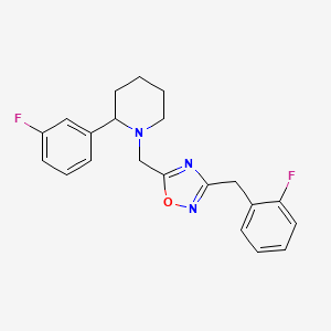 molecular formula C21H21F2N3O B3848776 1-{[3-(2-fluorobenzyl)-1,2,4-oxadiazol-5-yl]methyl}-2-(3-fluorophenyl)piperidine 