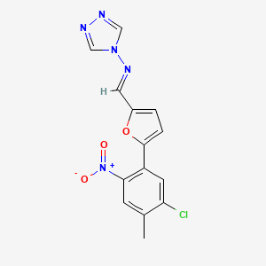 molecular formula C14H10ClN5O3 B3848796 N-{[5-(5-chloro-4-methyl-2-nitrophenyl)-2-furyl]methylene}-4H-1,2,4-triazol-4-amine 