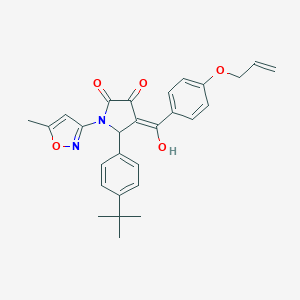 molecular formula C28H28N2O5 B384880 (4E)-5-(4-tert-butylphenyl)-4-[hydroxy-(4-prop-2-enoxyphenyl)methylidene]-1-(5-methyl-1,2-oxazol-3-yl)pyrrolidine-2,3-dione CAS No. 618876-80-5