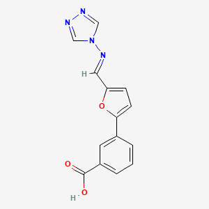 molecular formula C14H10N4O3 B3848805 3-{5-[(4H-1,2,4-triazol-4-ylimino)methyl]-2-furyl}benzoic acid 