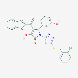 4-(1-benzofuran-2-ylcarbonyl)-1-{5-[(2-chlorobenzyl)sulfanyl]-1,3,4-thiadiazol-2-yl}-3-hydroxy-5-(3-methoxyphenyl)-1,5-dihydro-2H-pyrrol-2-one