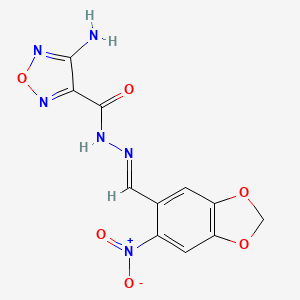 molecular formula C11H8N6O6 B3848819 4-amino-N'-[(6-nitro-1,3-benzodioxol-5-yl)methylene]-1,2,5-oxadiazole-3-carbohydrazide 