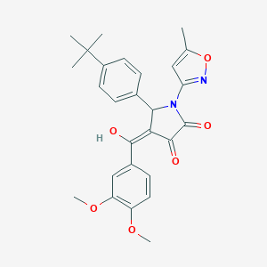 molecular formula C27H28N2O6 B384883 (4E)-5-(4-tert-butylphenyl)-4-[(3,4-dimethoxyphenyl)-hydroxymethylidene]-1-(5-methyl-1,2-oxazol-3-yl)pyrrolidine-2,3-dione CAS No. 618875-21-1