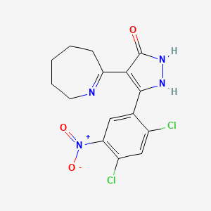 molecular formula C15H14Cl2N4O3 B3848855 4-(2-azepanylidene)-5-(2,4-dichloro-5-nitrophenyl)-2,4-dihydro-3H-pyrazol-3-one 