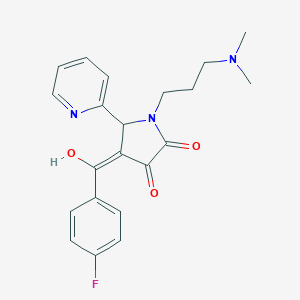 molecular formula C21H22FN3O3 B384886 1-(3-(dimethylamino)propyl)-4-(4-fluorobenzoyl)-3-hydroxy-5-(pyridin-2-yl)-1H-pyrrol-2(5H)-one CAS No. 618878-43-6