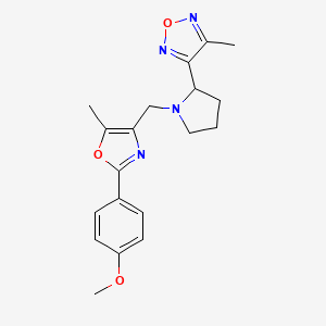 molecular formula C19H22N4O3 B3848863 3-(1-{[2-(4-methoxyphenyl)-5-methyl-1,3-oxazol-4-yl]methyl}-2-pyrrolidinyl)-4-methyl-1,2,5-oxadiazole 