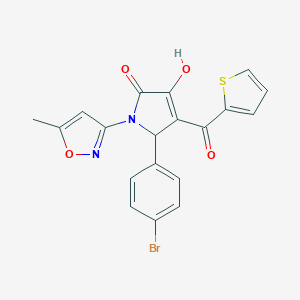 molecular formula C19H13BrN2O4S B384888 5-(4-bromophenyl)-3-hydroxy-1-(5-methylisoxazol-3-yl)-4-(thiophene-2-carbonyl)-1H-pyrrol-2(5H)-one CAS No. 618873-03-3
