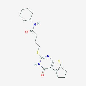 N-cyclohexyl-4-[(4-oxo-3,5,6,7-tetrahydro-4H-cyclopenta[4,5]thieno[2,3-d]pyrimidin-2-yl)sulfanyl]butanamide