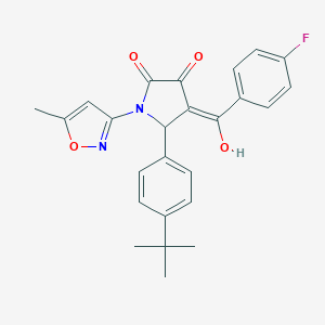 molecular formula C25H23FN2O4 B384892 (4E)-5-(4-tert-butylphenyl)-4-[(4-fluorophenyl)-hydroxymethylidene]-1-(5-methyl-1,2-oxazol-3-yl)pyrrolidine-2,3-dione CAS No. 618874-71-8