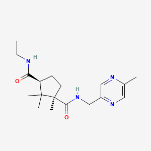 molecular formula C18H28N4O2 B3848926 (1R*,3S*)-N~3~-ethyl-1,2,2-trimethyl-N~1~-[(5-methylpyrazin-2-yl)methyl]cyclopentane-1,3-dicarboxamide 